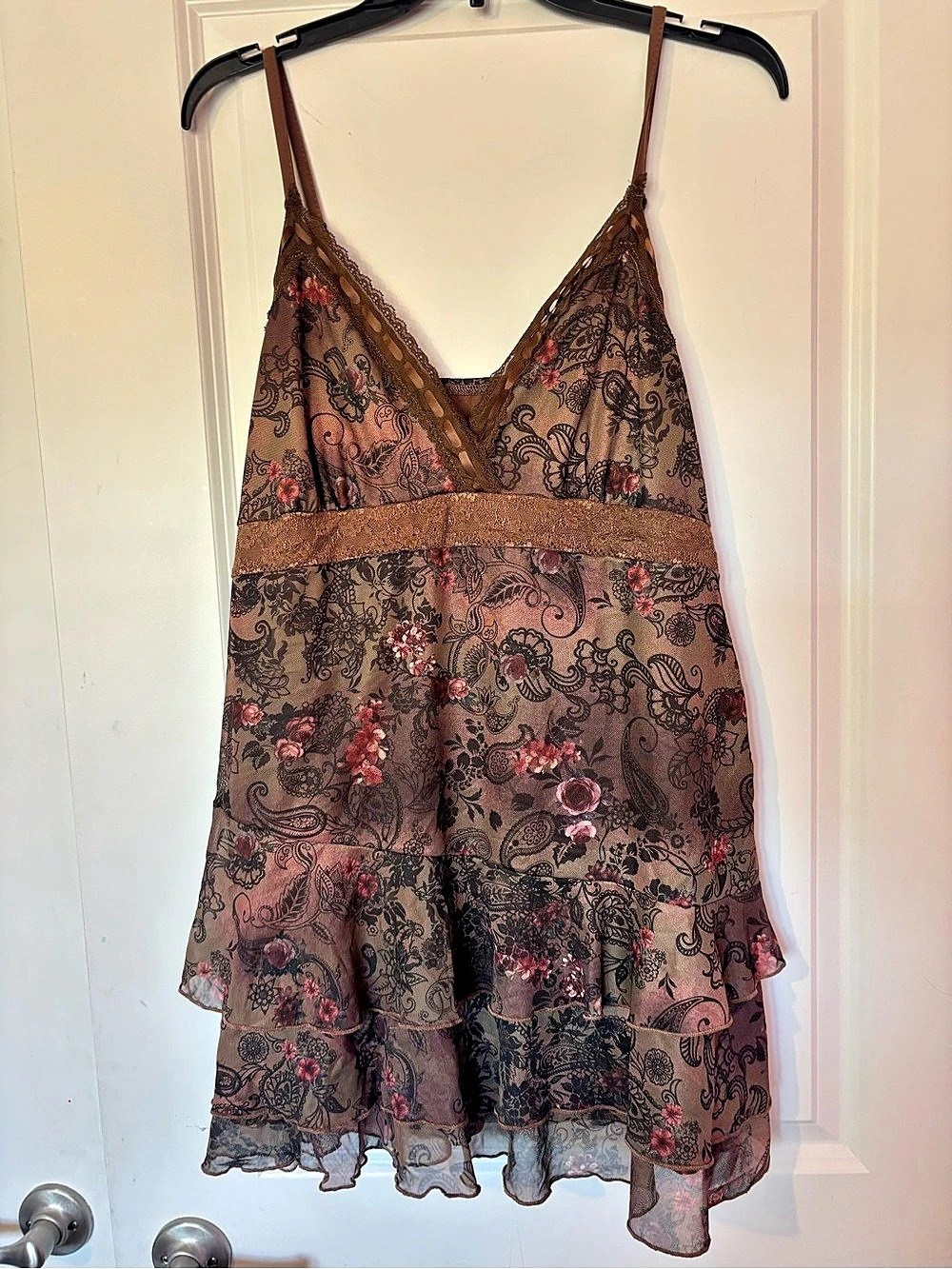 Floral Lace Trim Mini Dress